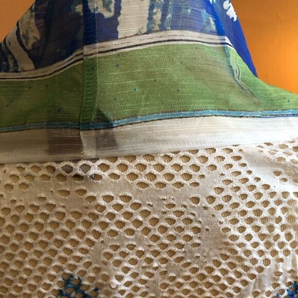 Chicos mesh blue white green swimsuit cover up size 3. Art to wear watercolor - Picture 11 of 12